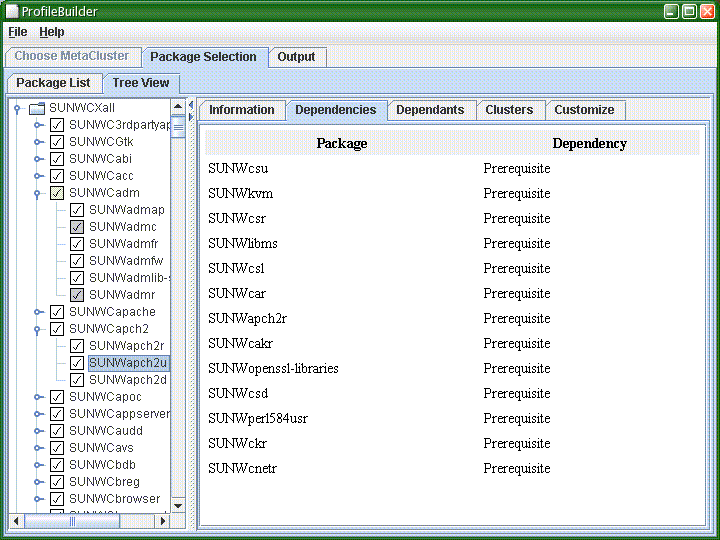 Package Dependency Display